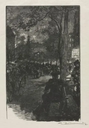 Boulevard Montmartre, Evening, by Auguste Lepère