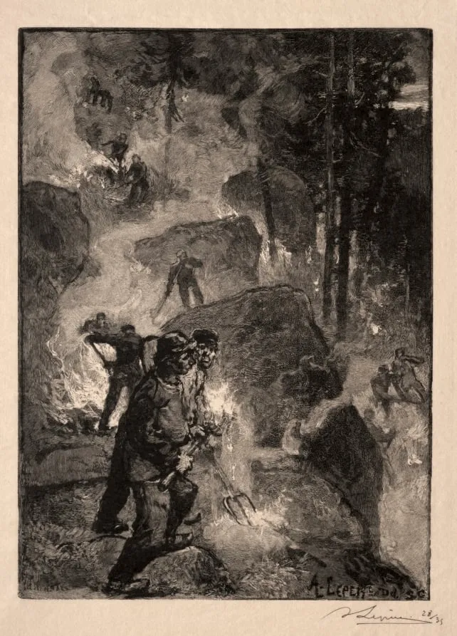 Brûleurs de Fougères, by Auguste Lepère, 1887