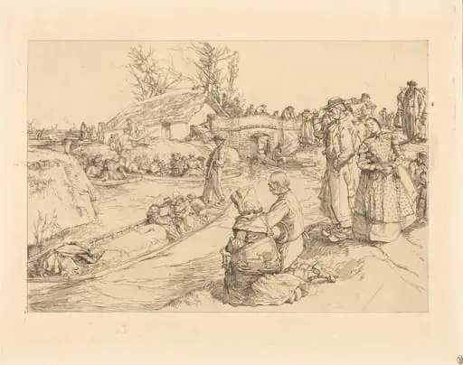 Burial in the Vendeen Marsh (Un enterrement dans le marais Vendeen), by Auguste Lepère