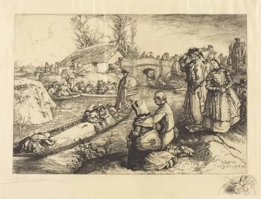 Burial in the Vendeen Marsh (Un enterrement dans le marais Vendeen), by Auguste Lepère