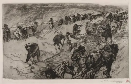 Combat contre la Neige, Quai aux Fleurs, by Auguste Lepère