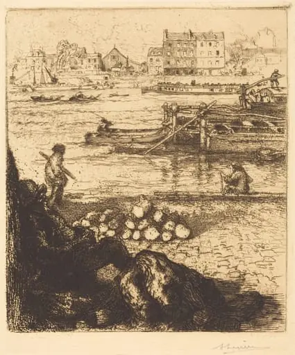 Dockman, Pier at La Gare (Le debardeur, quai de La Gare), by Auguste Lepère