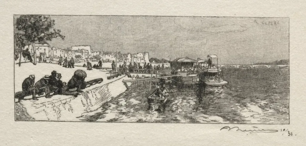 Embarcadére a Bercy, by Auguste Lepère, 1890