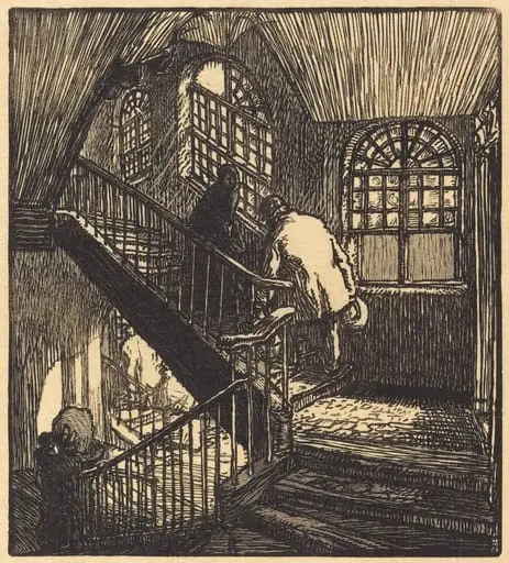 Escalier de la maison ou etait le Chateau Rouge, by Auguste Lepère