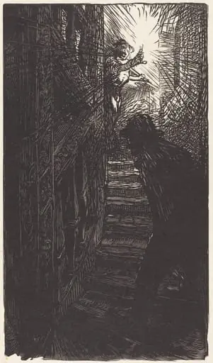 Escalier sculpte rue Boutebrie, by Auguste Lepère