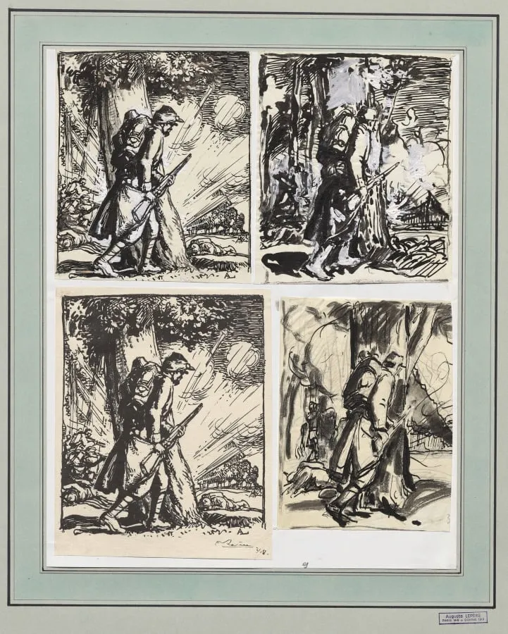 Fantassin à l'abri d'un arbre, by Auguste Lepère, 1914