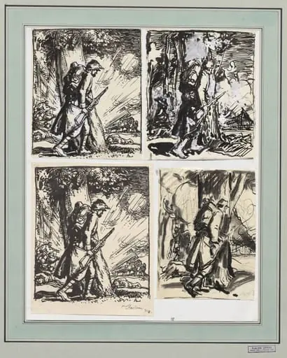 Fantassin à l'abri d'un arbre, by Auguste Lepère