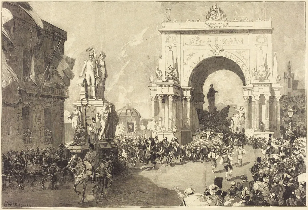 Fêtes jubilaires de Bruxelles, by Auguste Lepère, ink, 1886