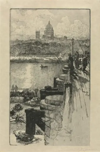 Fishermen on a Pier, Paris, by Auguste Lepère