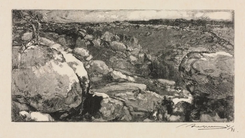Fontainebleau Forest: The Cirque of Long-Rocher, by Auguste Lepère, 1888