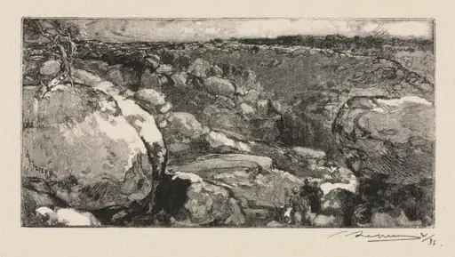 Fontainebleau Forest: The Cirque of Long-Rocher, by Auguste Lepère