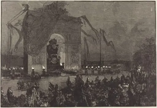 Funérailles de Victor Hugo. La Veillée, by Auguste Lepère