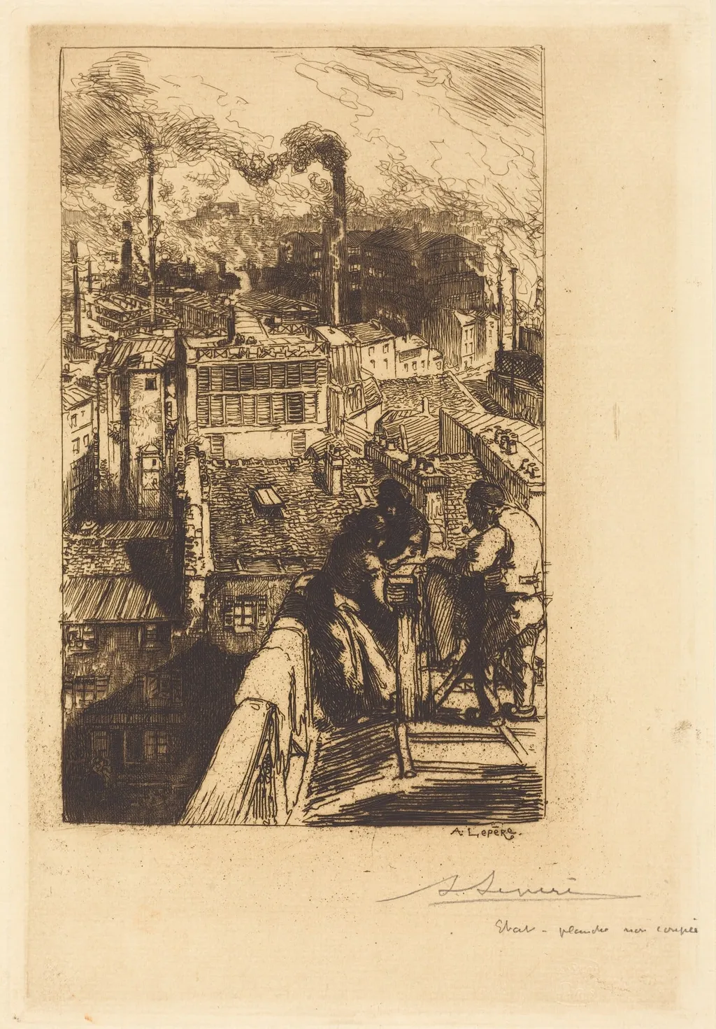 Gobelins Quarter (Le quartier des Gobelins), by Auguste Lepère, ink, 1893