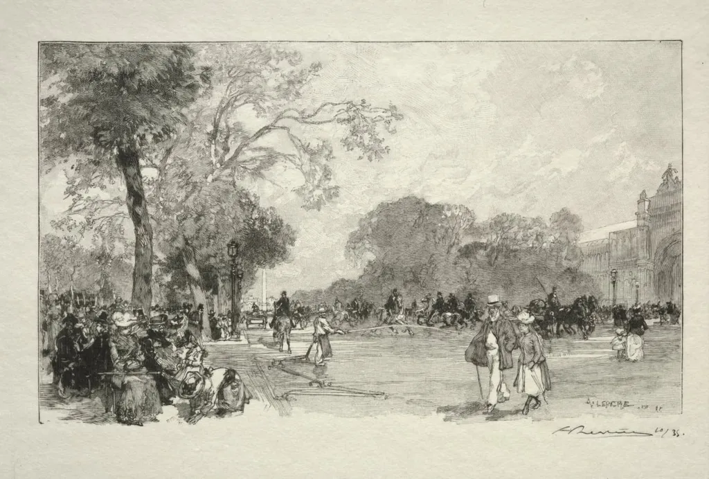 L'Avenue des Champs Elysées, by Auguste Lepère, 1890