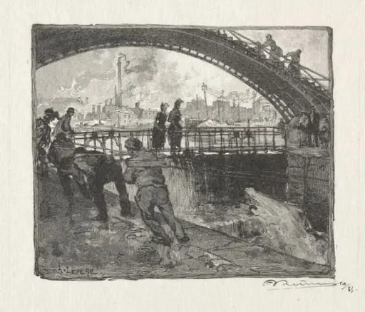 L'Ecluse du Canal St. Martin, by Auguste Lepère