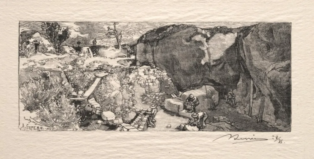 La Carrière de grès, by Auguste Lepère, 1890