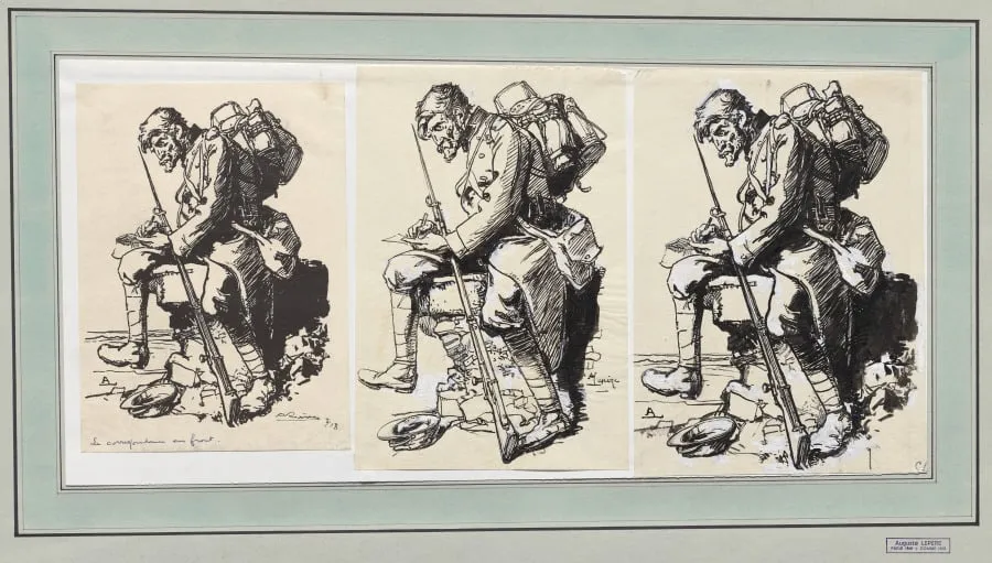 La Correspondance au front, by Auguste Lepère, 1914