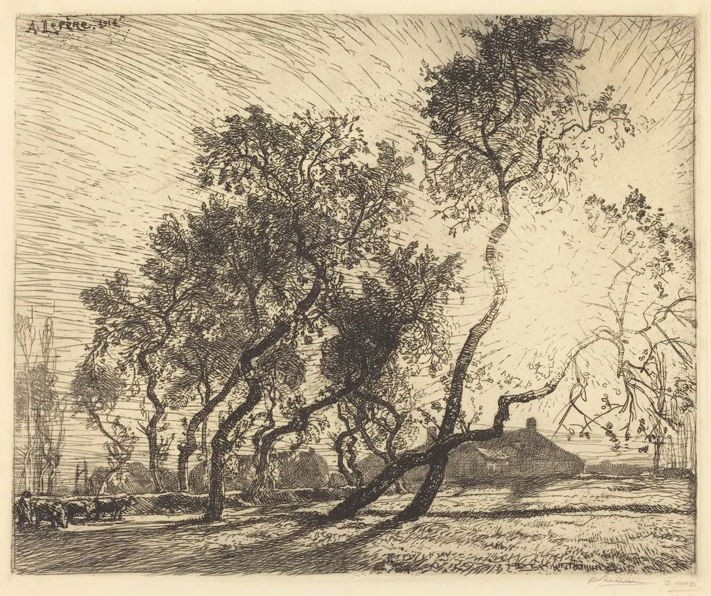 La Ferme aux peupliers de Hollande, by Auguste Lepère, ink, 1914