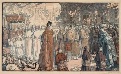 La Procession de la Fête-Dieu à Nantes, by Auguste Lepère
