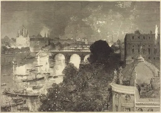 Le 14 Juillet. Illumination de la Seine du Pont Neuf au Pont au Change, by Auguste Lepère