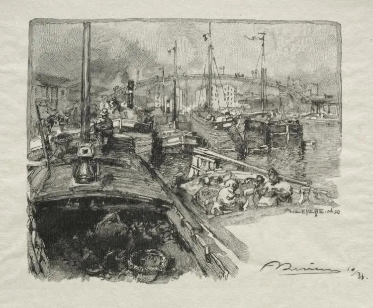 Le Bassin de la Villette, by Auguste Lepère, 1890
