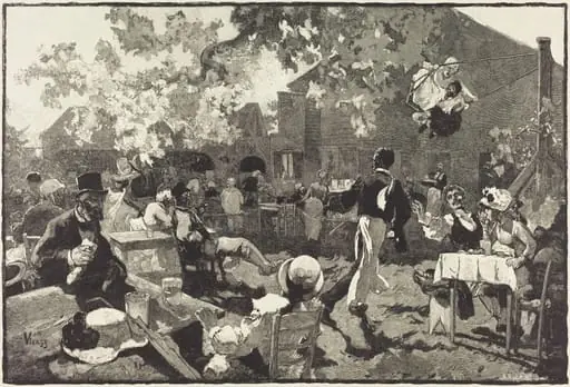 Le Cabaret du Coq de Bruyère au Bois de Meudon, by Auguste Lepère