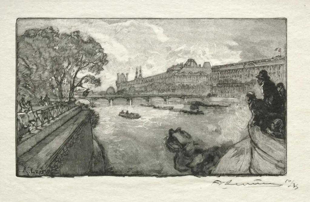 Le Louvre, vu du Pont Neuf, by Auguste Lepère, 1890