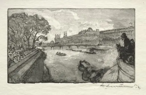 Le Louvre, vu du Pont Neuf, by Auguste Lepère