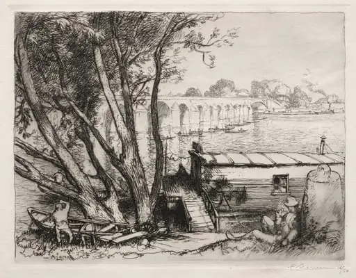 Le Pont de Poissy, by Auguste Lepère