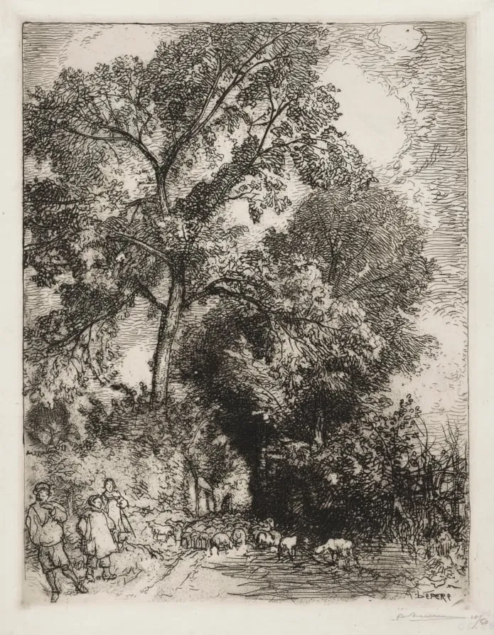 Le Retour du Troupeau, Crèvecoeur, by Auguste Lepère, 1913