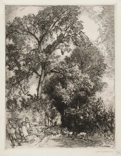 Le Retour du Troupeau, Crèvecoeur, by Auguste Lepère