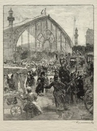 Leaving the 1889 Exhibition, by Auguste Lepère