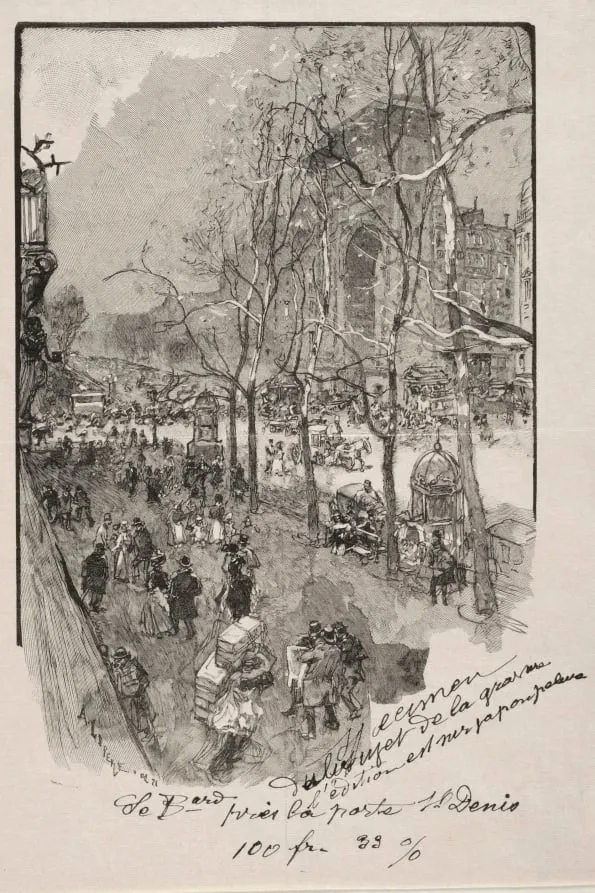 Les Boulevards, près de la Porte St. Denis, by Auguste Lepère, 1890