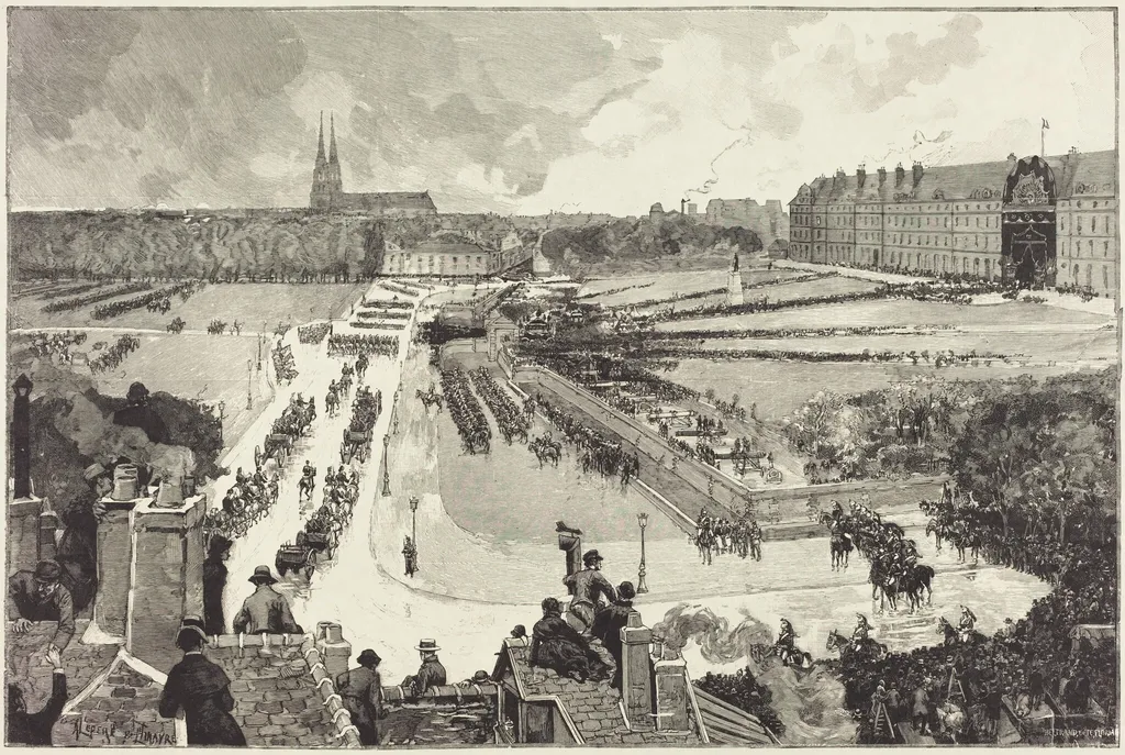 Les Honneurs militaires rendus à la Depouille mortelle de L'Amiral Courbet, by Auguste Lepère, ink, 1885