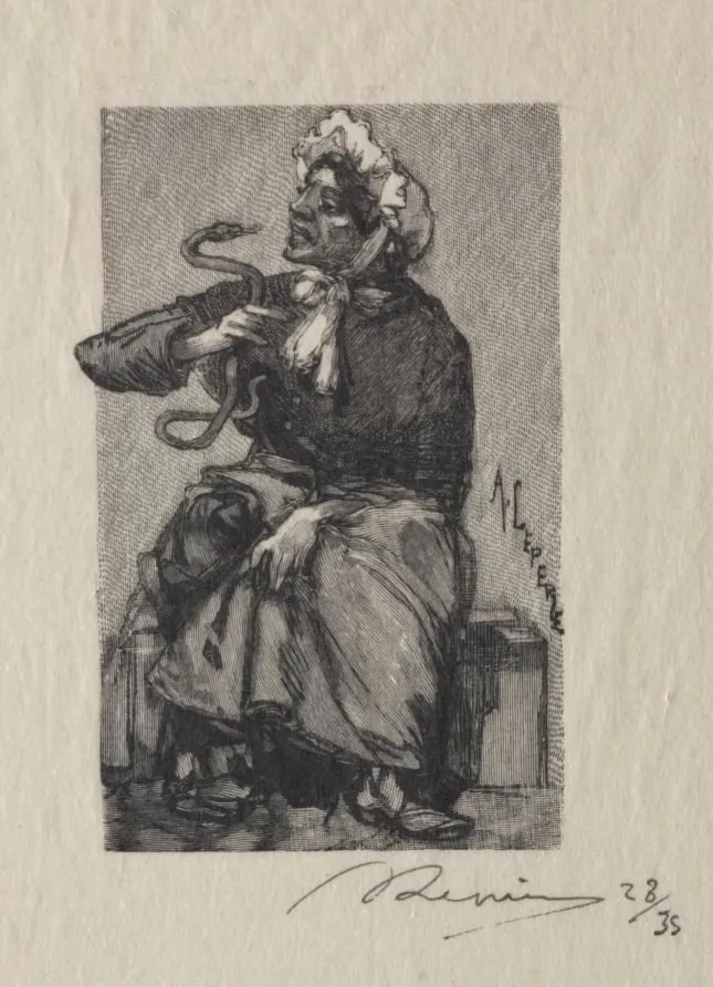 Marchande de Serpents, by Auguste Lepère, 1889