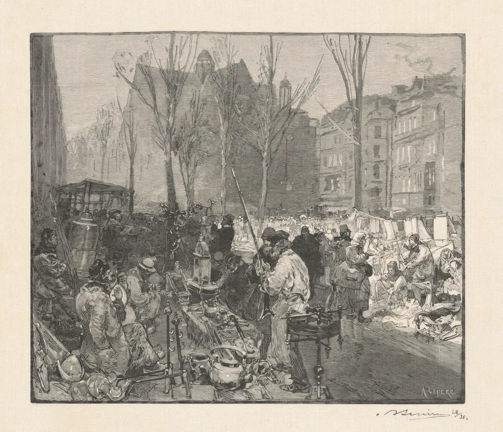 Marché à la terraille, by Auguste Lepère, ink, 1890