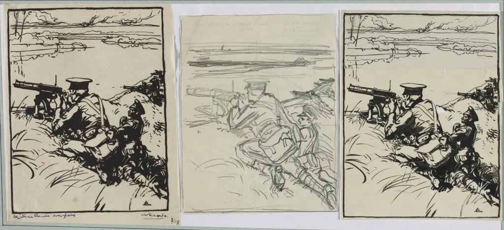 Mitrailleurs anglais, by Auguste Lepère, 1914