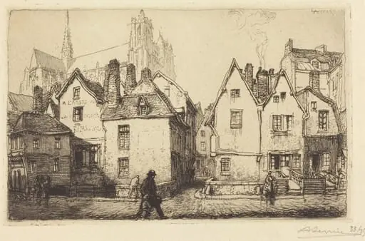 Old Houses at Amiens (Vieilles maisons a Amiens), by Auguste Lepère