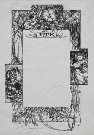 Paris Almanac, 1897: Decorative Border, Summer, by Auguste Lepère