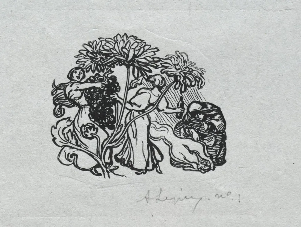 Paris Almanac, 1897: Tail-piece, Autumn, by Auguste Lepère, 1897