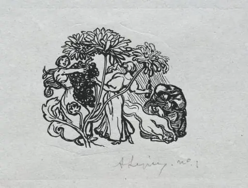Paris Almanac, 1897: Tail-piece, Autumn, by Auguste Lepère