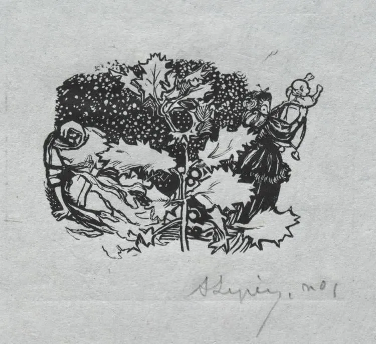 Paris Almanac, 1897: Tail-piece, Winter, by Auguste Lepère, 1897