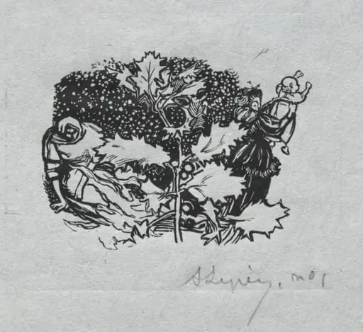 Paris Almanac, 1897: Tail-piece, Winter, by Auguste Lepère