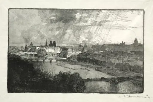 Paris, vu du Pavillon de Flore, by Auguste Lepère
