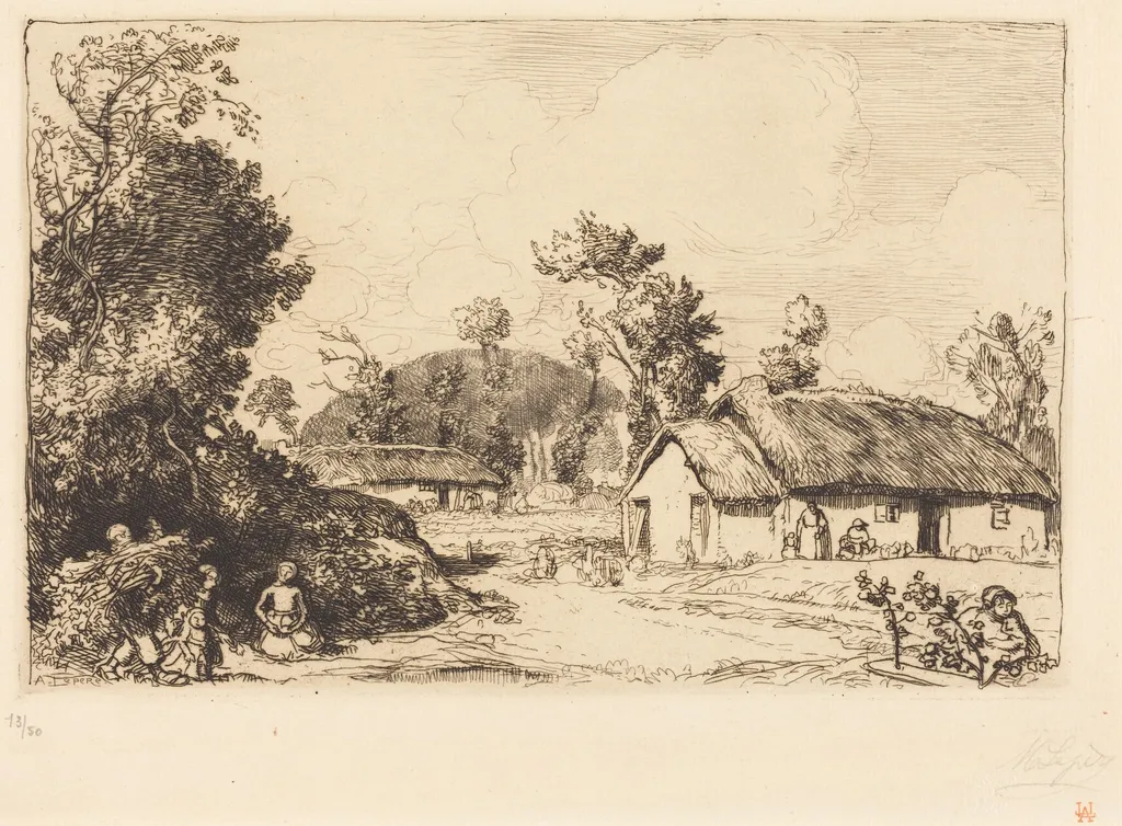 Pastime of Rest, Vendee (Le jeu du reposoir, Vendee), by Auguste Lepère, ink, 1884