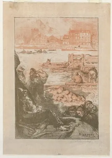 [Peasants by a Dock, Paris], by Auguste Lepère