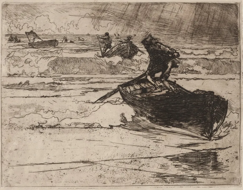 Pêcheurs Fuyants devant l'Orage, by Auguste Lepère, 1892