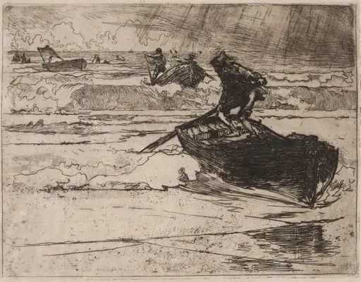 Pêcheurs Fuyants devant l'Orage, by Auguste Lepère