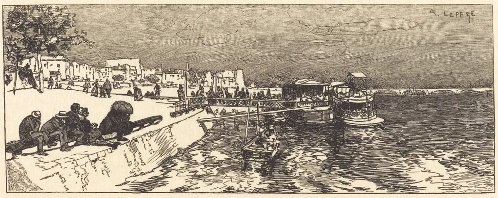 Pier at Bercy (Embarcadere a Bercy), by Auguste Lepère, ink, 1890