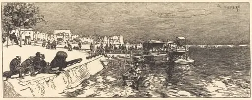 Pier at Bercy (Embarcadere a Bercy), by Auguste Lepère
